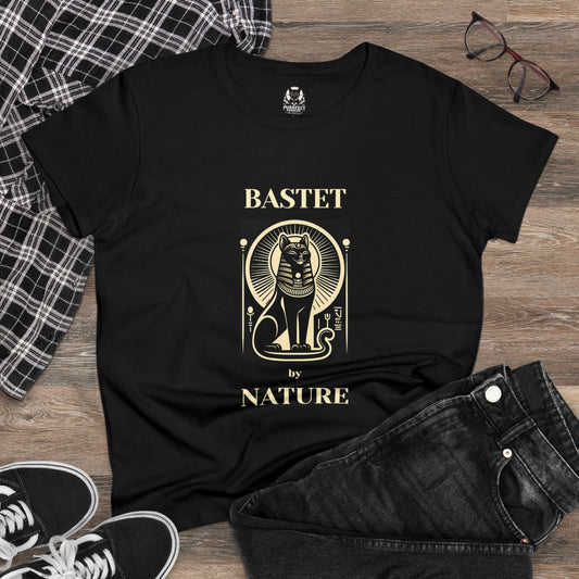 Smiling Bastet by Nature Women's Midweight Cotton Tee