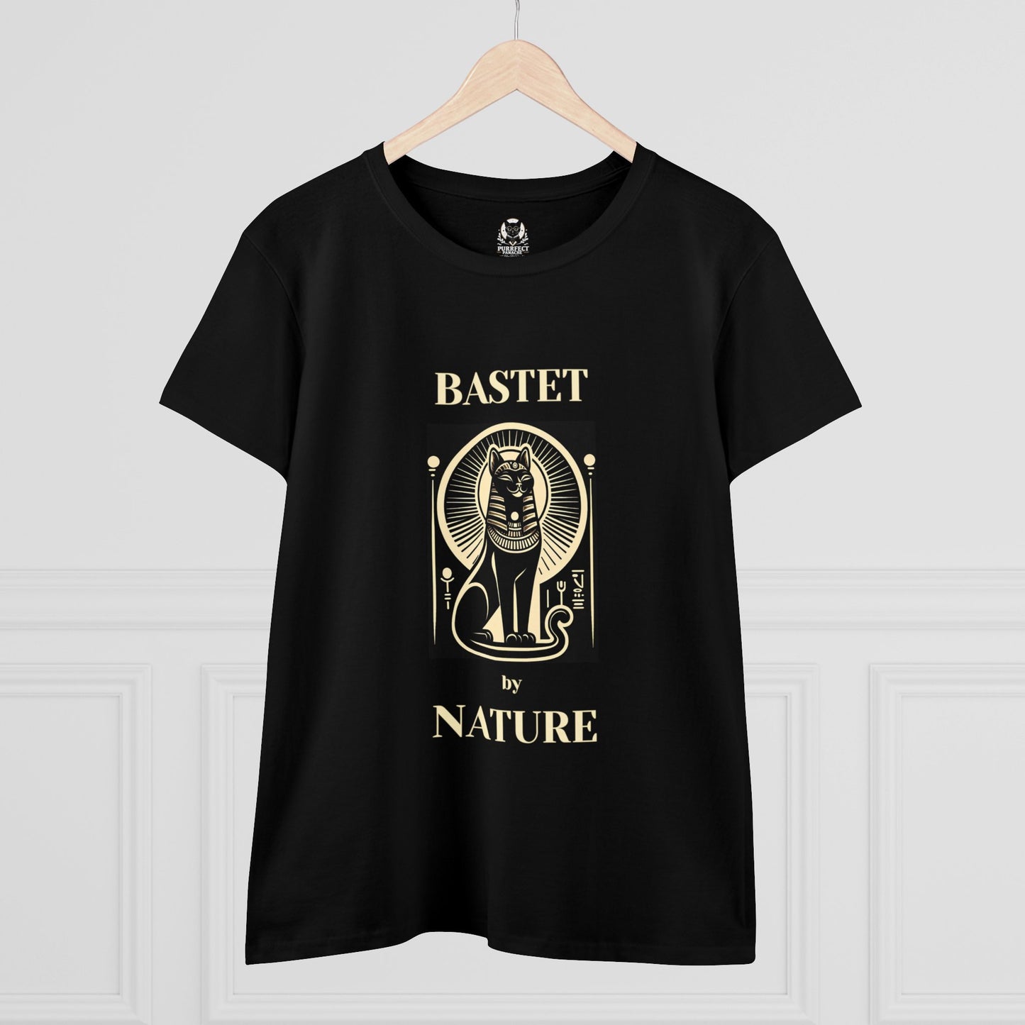 Smiling Bastet by Nature Women's Midweight Cotton Tee