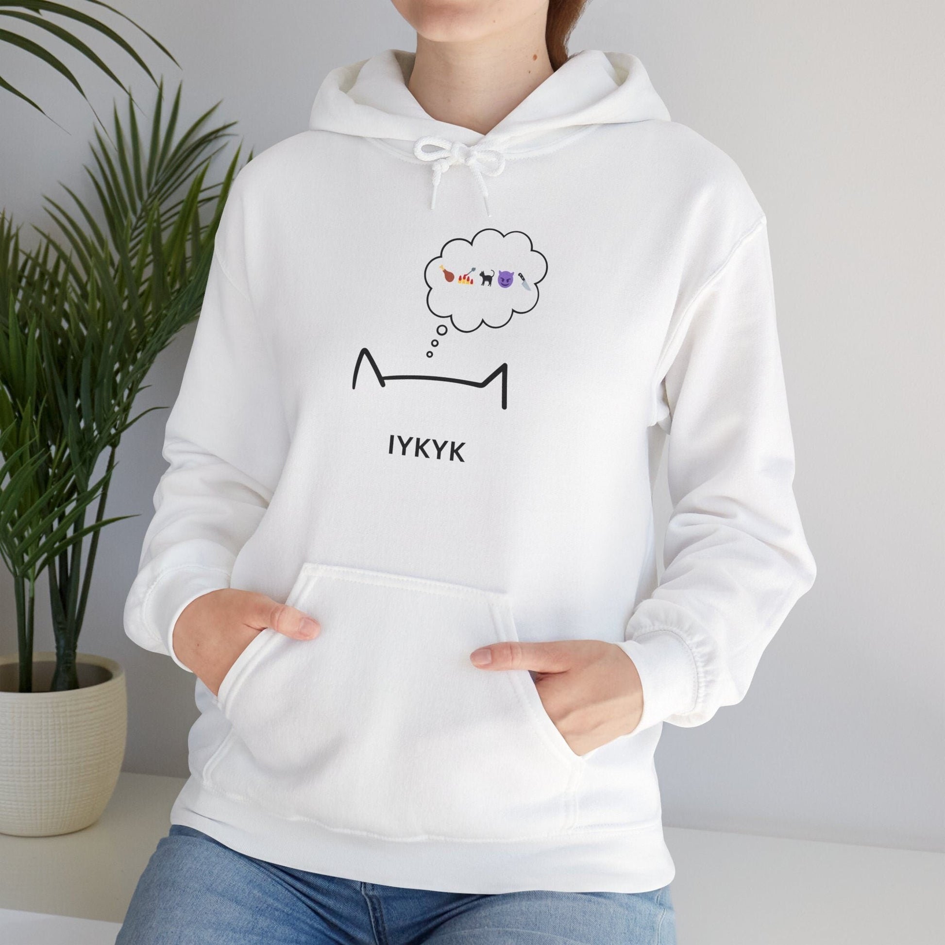 IYKYK Cat Lovers Hooded Sweatshirt Cozy Unisex Hoodie for Feline Enthusiasts