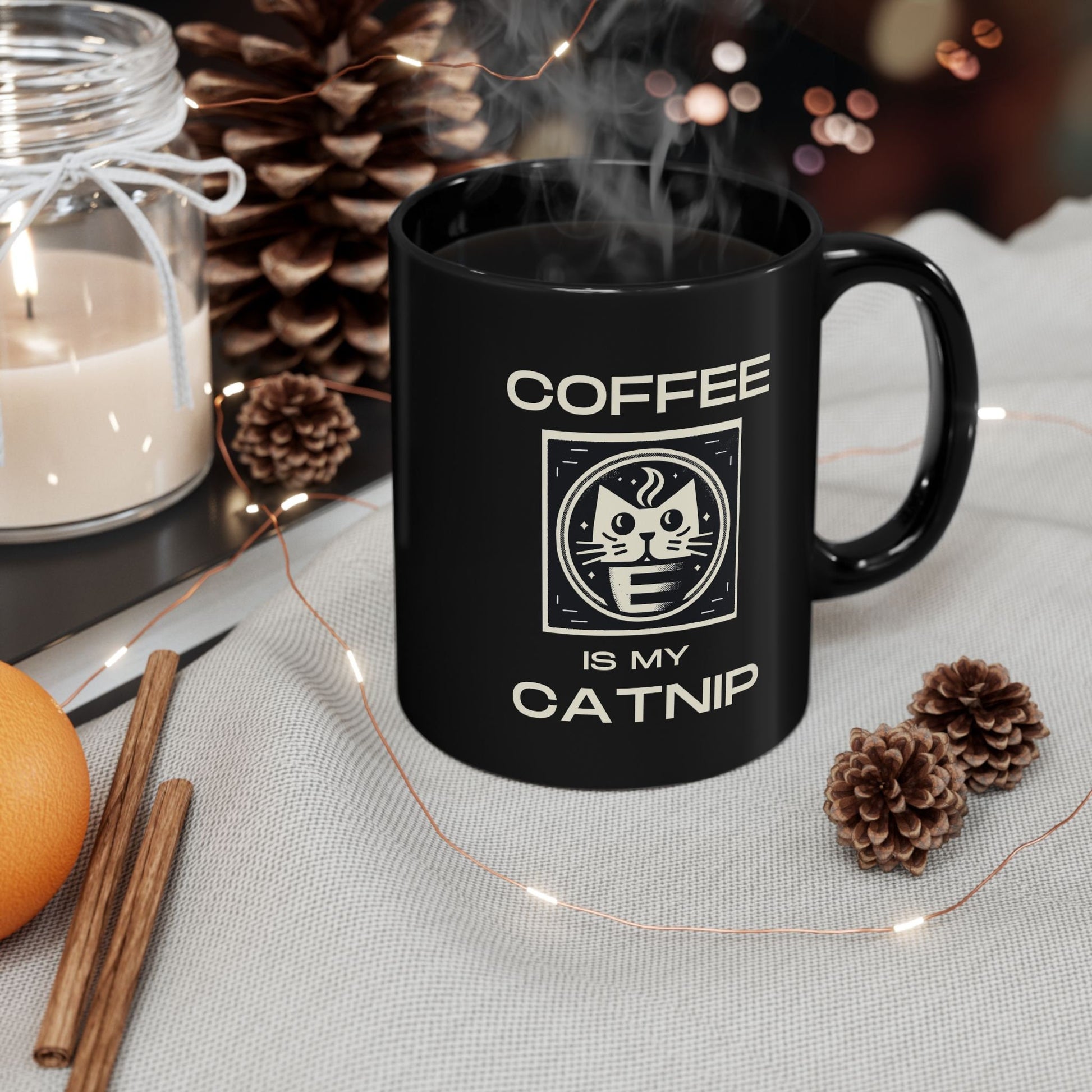 Coffee is my Catnip 11oz Black Mug