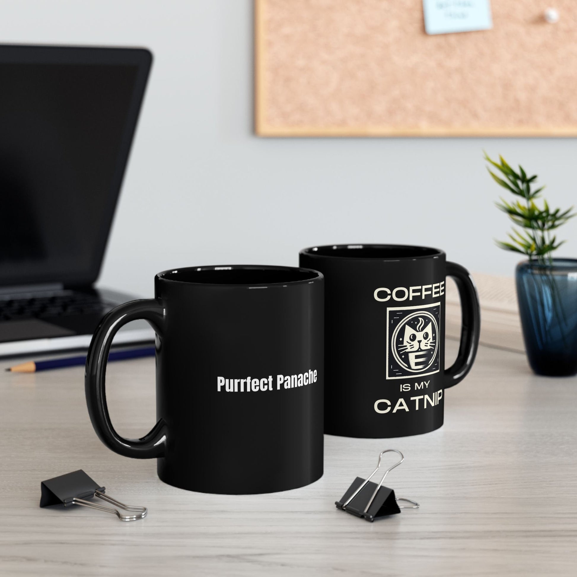 Coffee is my Catnip 11oz Black Mug