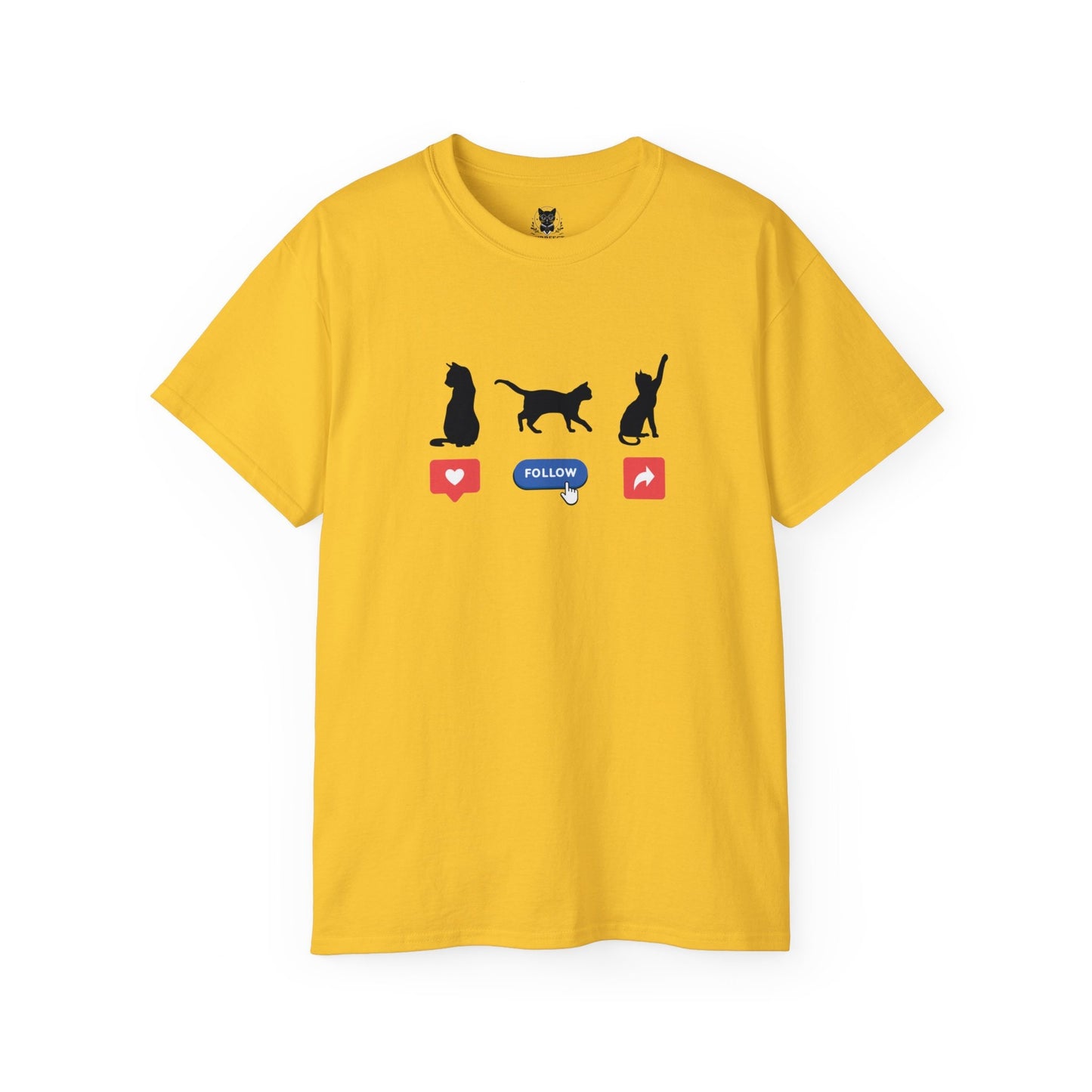 Like, Follow, and Share Unisex Cotton Cat Lover Tee - Tech-Savvy & Sustainable