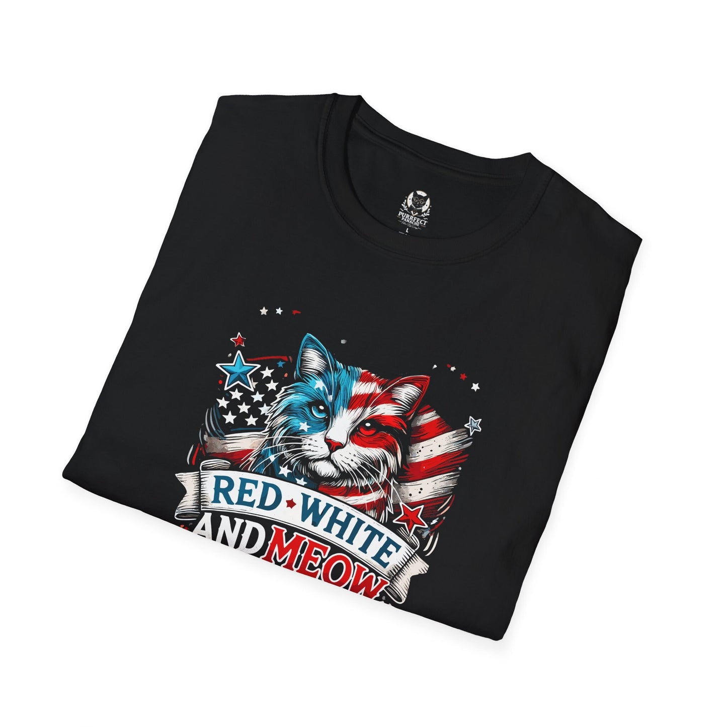 Red, White and Meow Unisex T-Shirt | 4th of July Cat Lovers Tee | Patriotic Cat Shirt | USA Pride T-Shirt