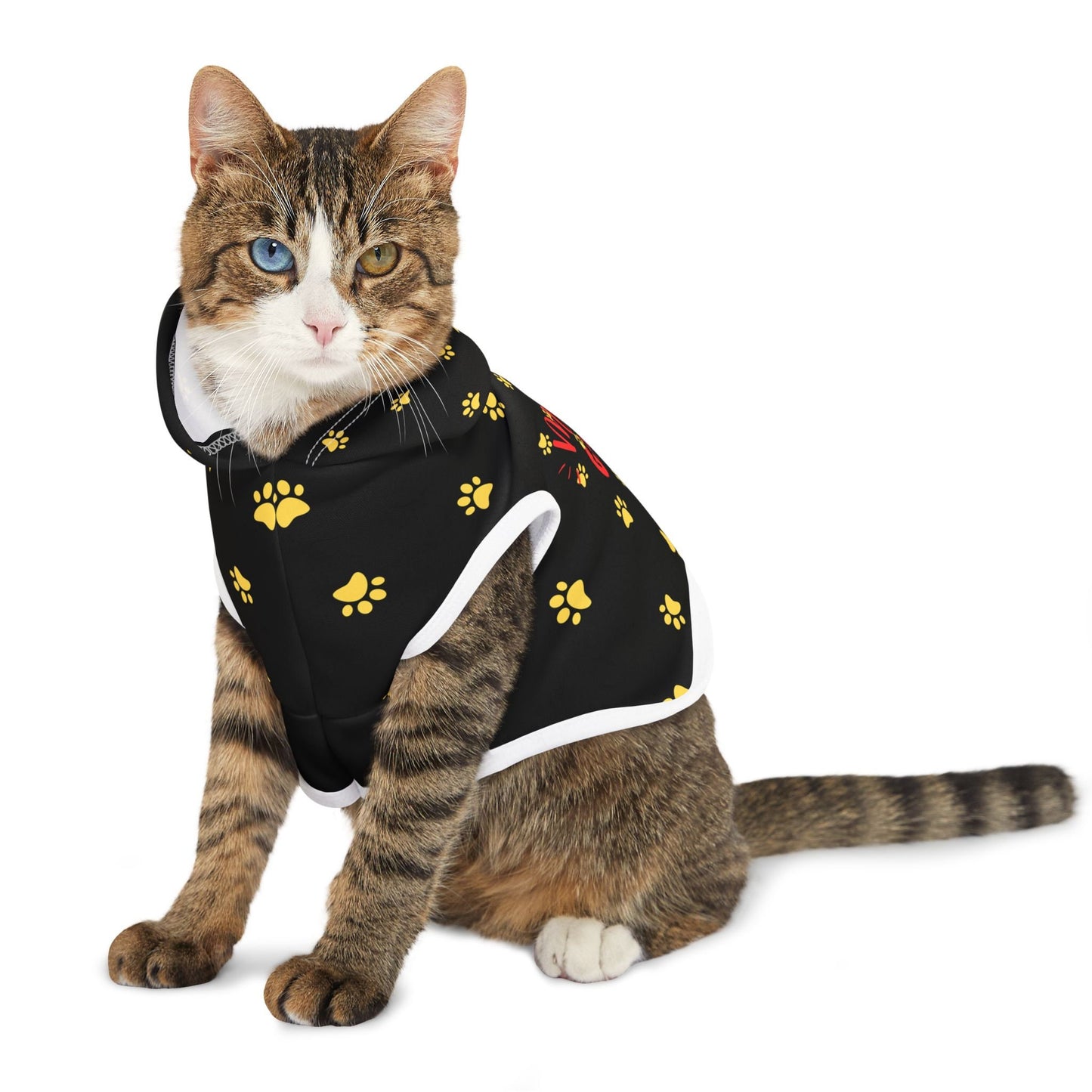 Yellow Paw Print Meow Gang Pet Hoodie