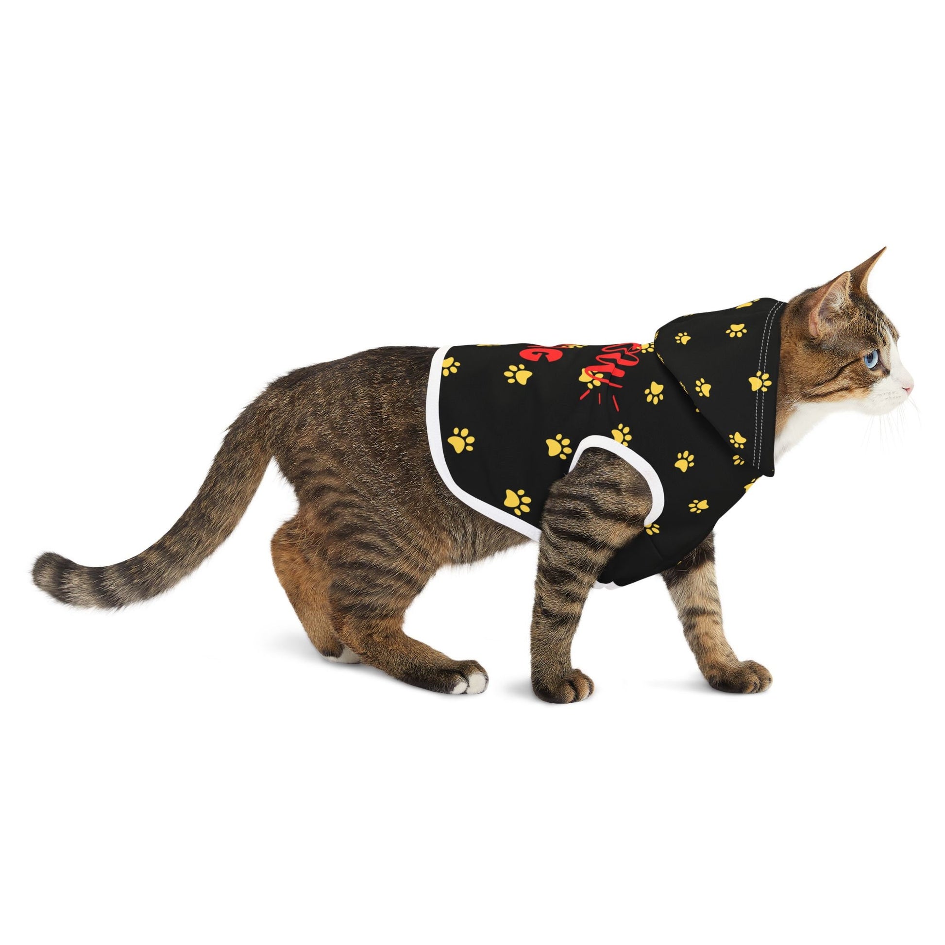 Yellow Paw Print Meow Gang Pet Hoodie