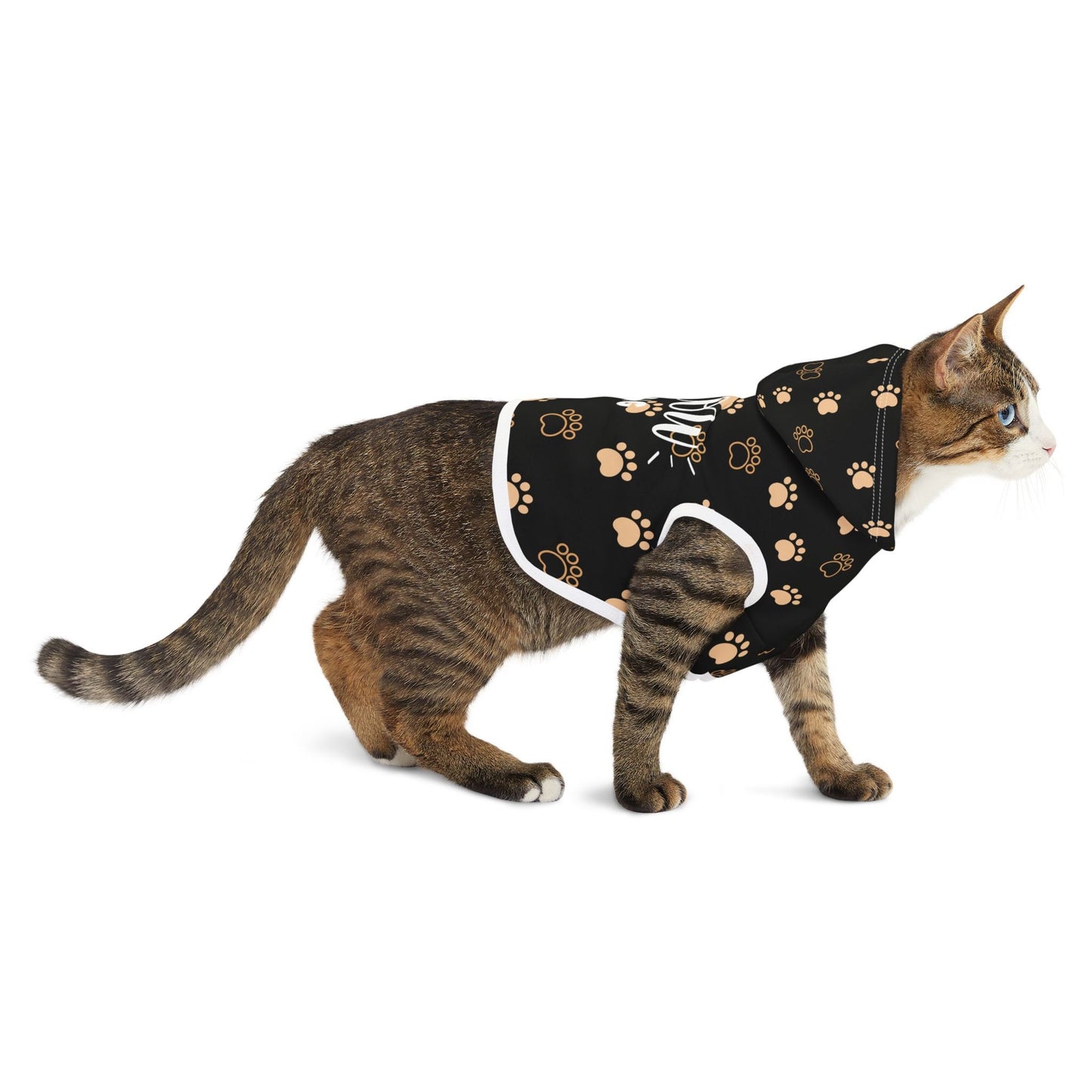 Chocolate Paw Print Meow Gang Cat Hoodie