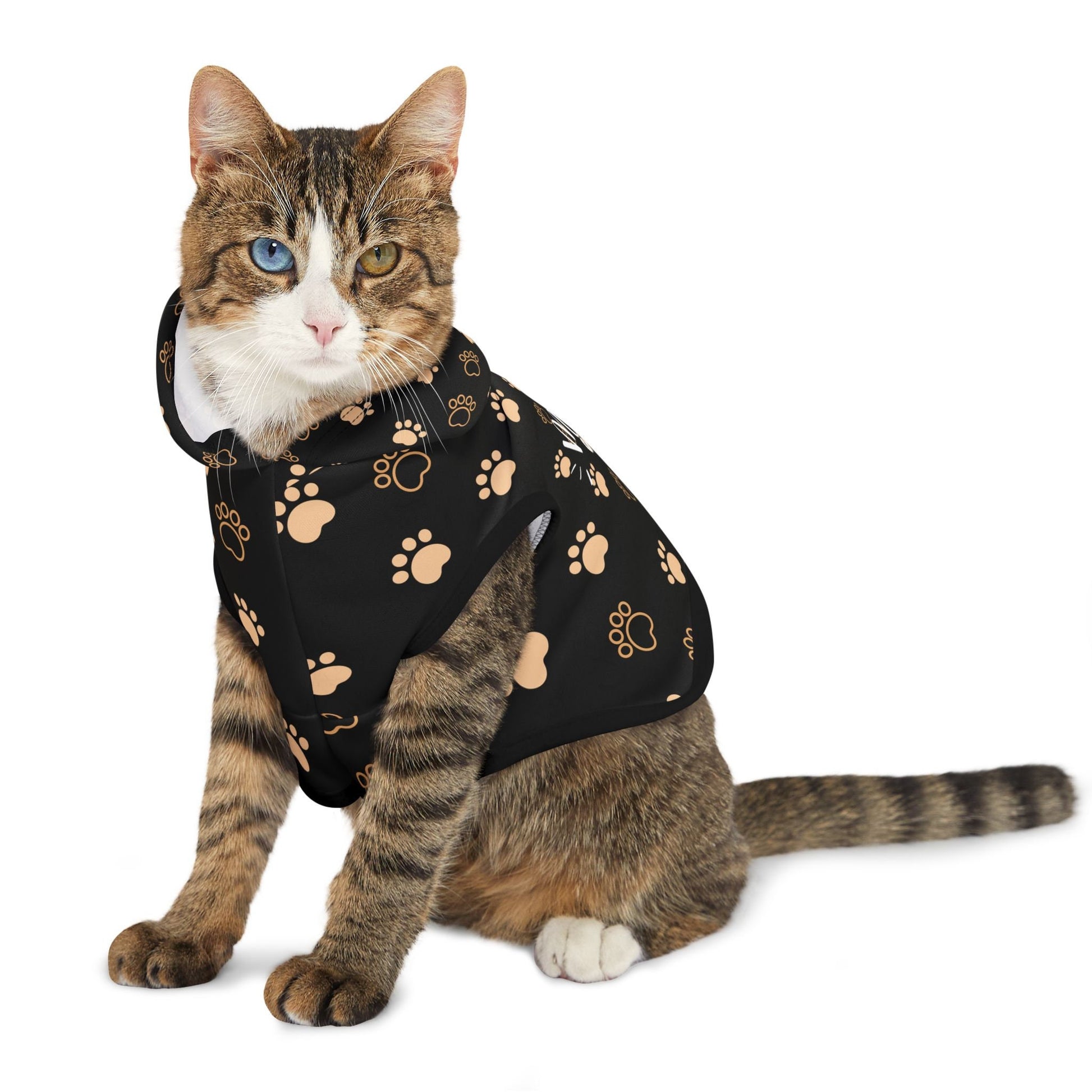 Chocolate Paw Print Meow Gang Cat Hoodie