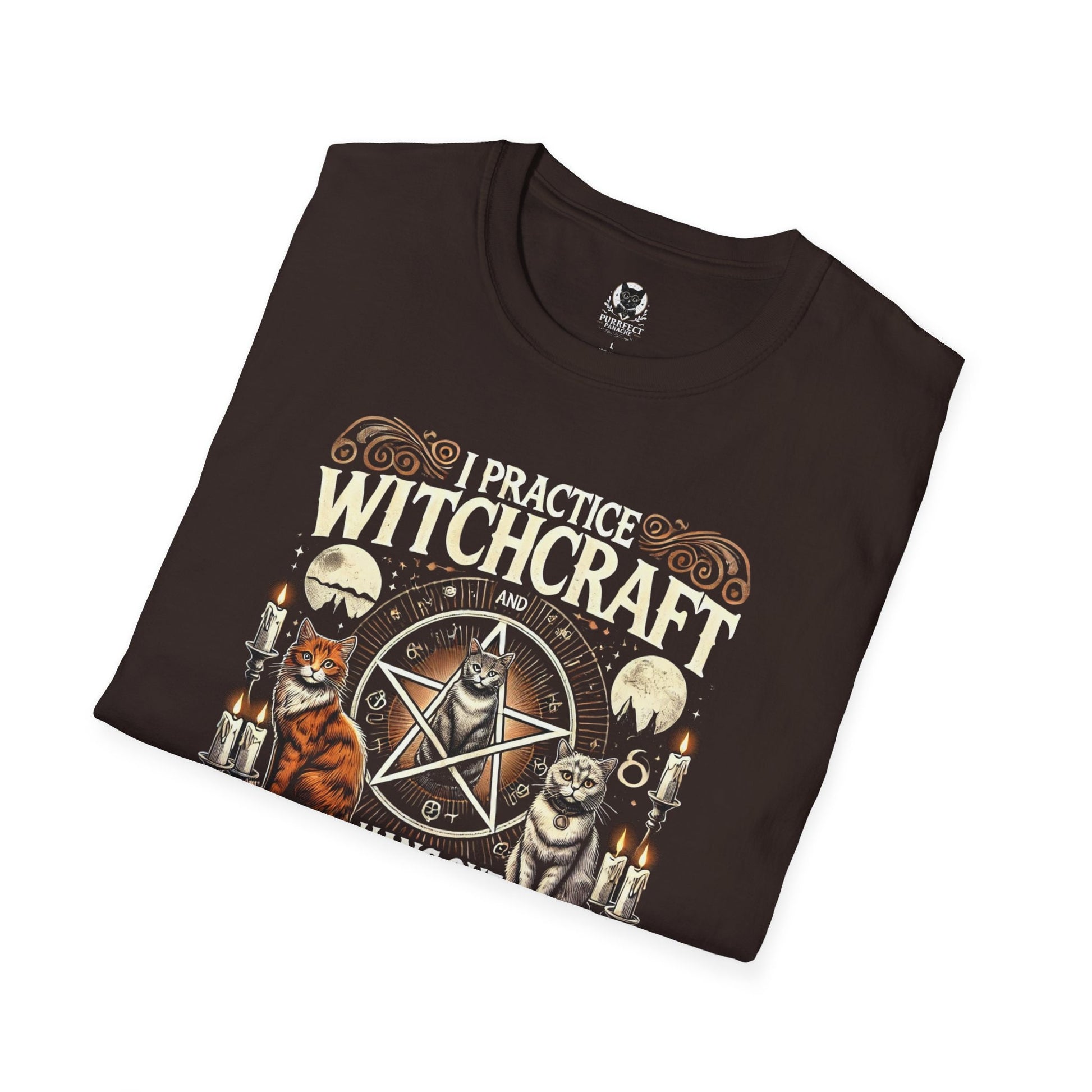 I Practice Witchcraft and Hang Out with My Cats Halloween T-Shirt | Unisex Softstyle Tee | 100% Ethically Sourced Cotton | Cat Lover Shirt