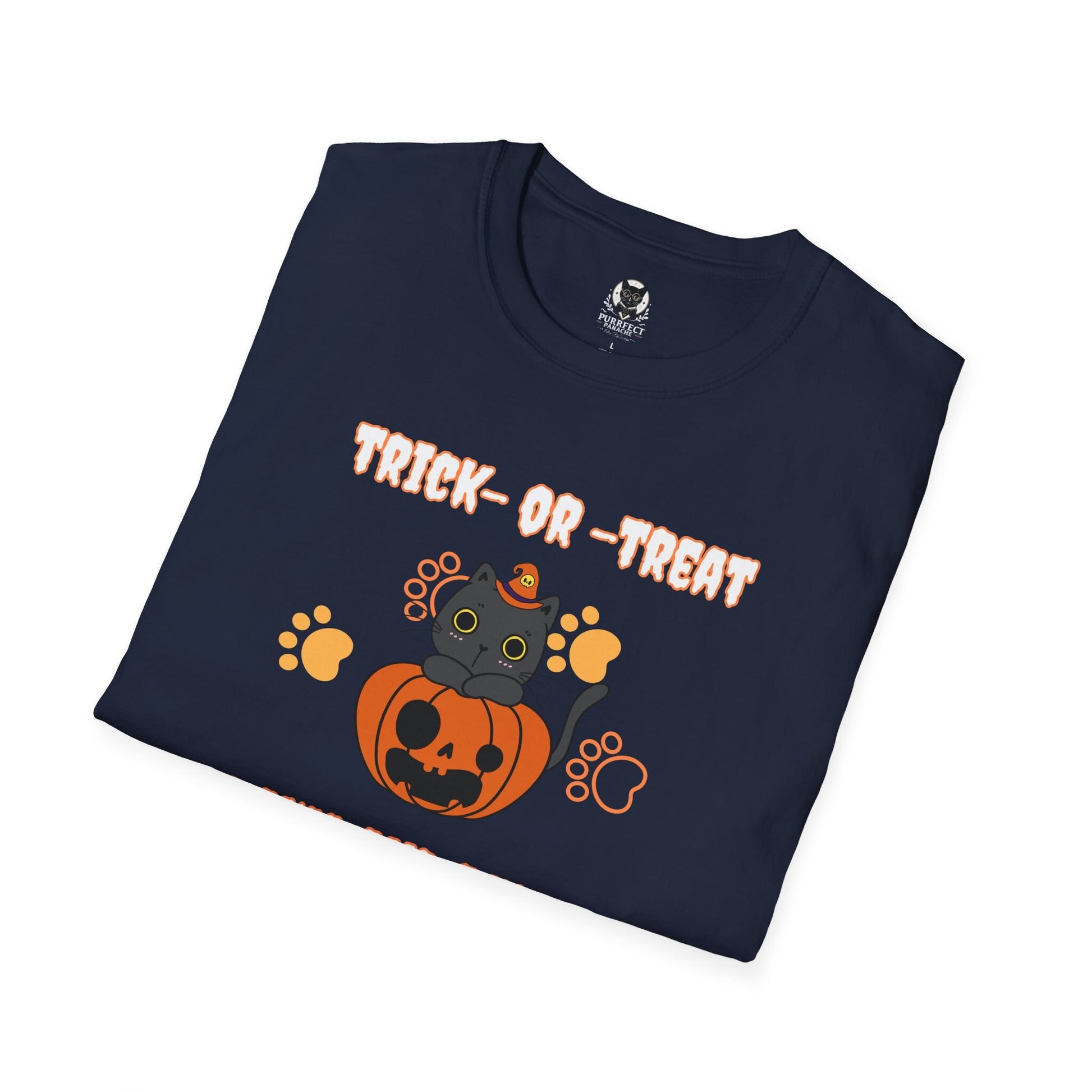 Trick or Treat, Paws and Repeat Halloween T-Shirt | Unisex Softstyle Cat Lover Tee | 100% Ethically Sourced Cotton