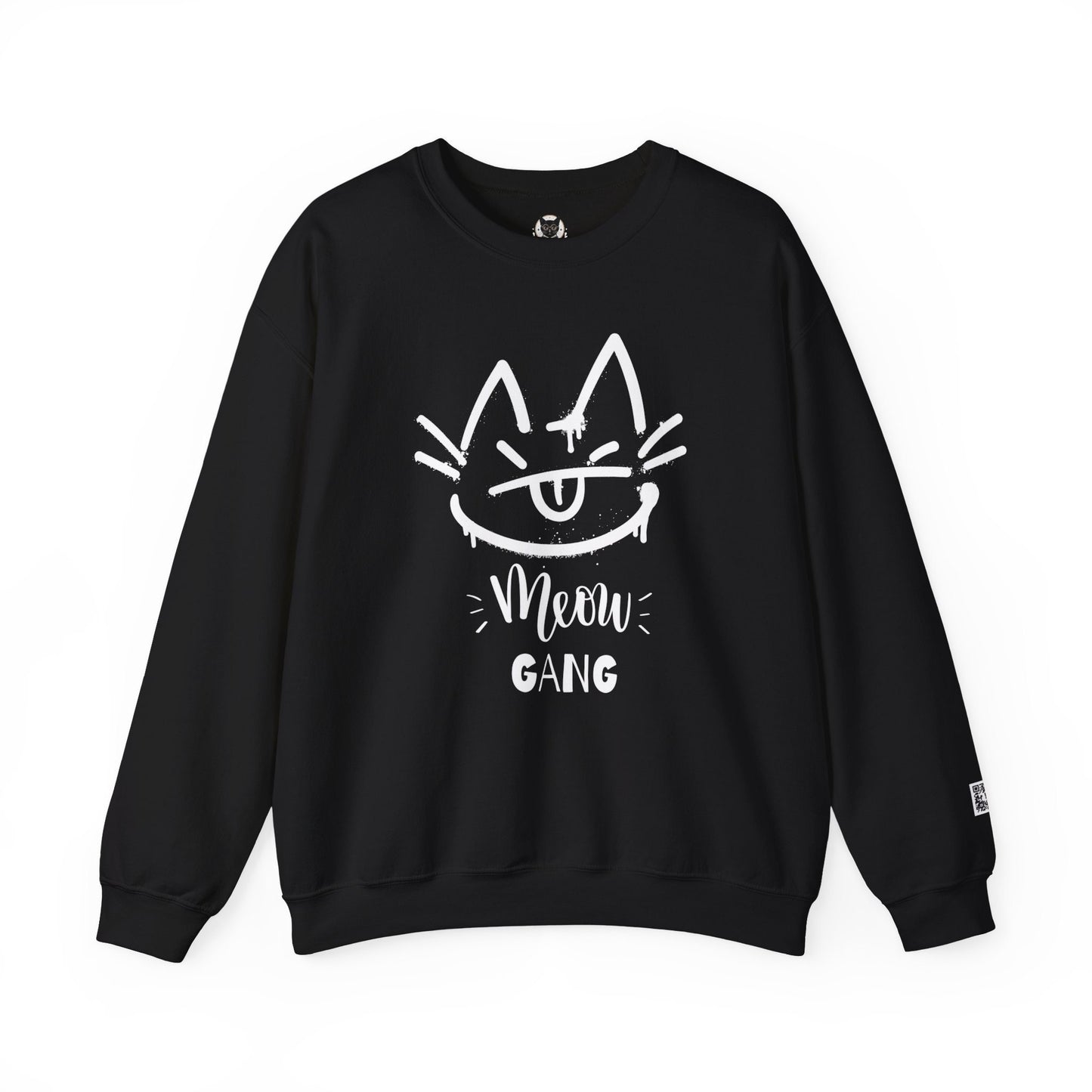 Meow Gang Spray Cat Crewneck Sweatshirt Bold Cat Lovers Street Art Style