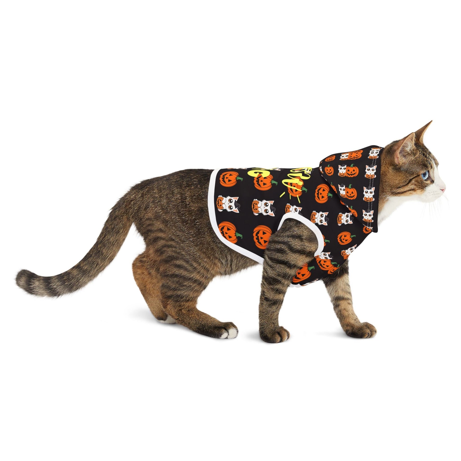 Cat-O-Lantern Meow Gang Cat Hoodie - Halloween Comfort for Feline Friends