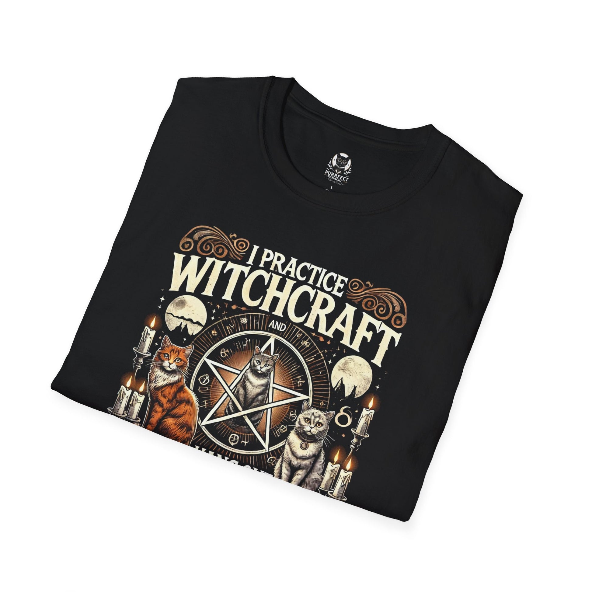 I Practice Witchcraft and Hang Out with My Cats Halloween T-Shirt | Unisex Softstyle Tee | 100% Ethically Sourced Cotton | Cat Lover Shirt