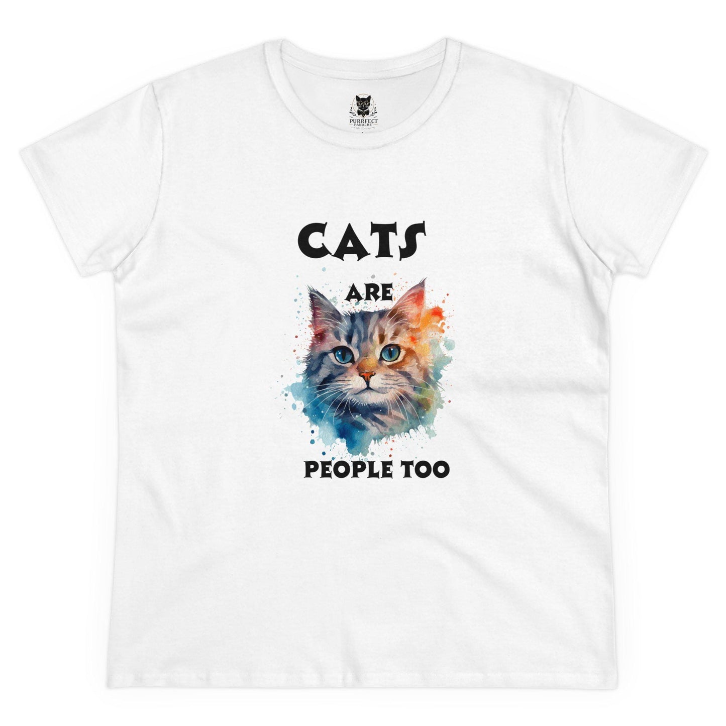 Cats Are People Too Women's Midweight Cotton Tee Perfect for Cat Lovers