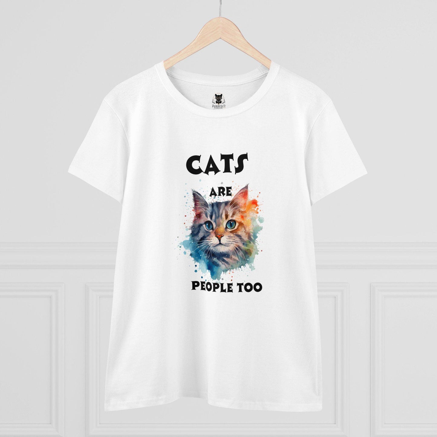 Cats Are People Too Women's Midweight Cotton Tee Perfect for Cat Lovers