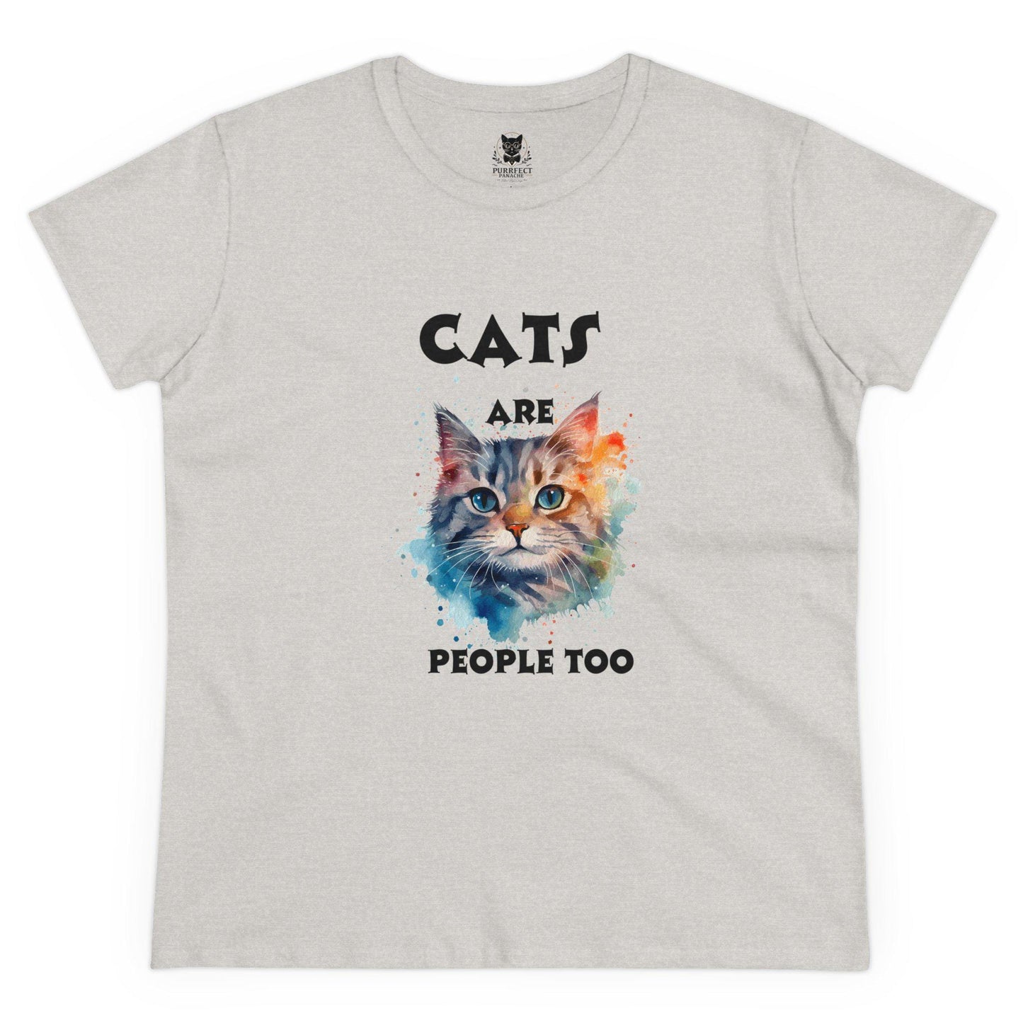 Cats Are People Too Women's Midweight Cotton Tee Perfect for Cat Lovers